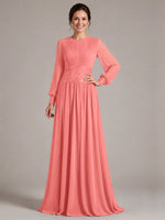 Chiffon Mother of the Bride Dress with Jewel Neckline 