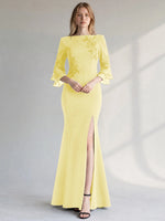 Chiffon Mother of the Bride Dress with 3/4 Sleeves