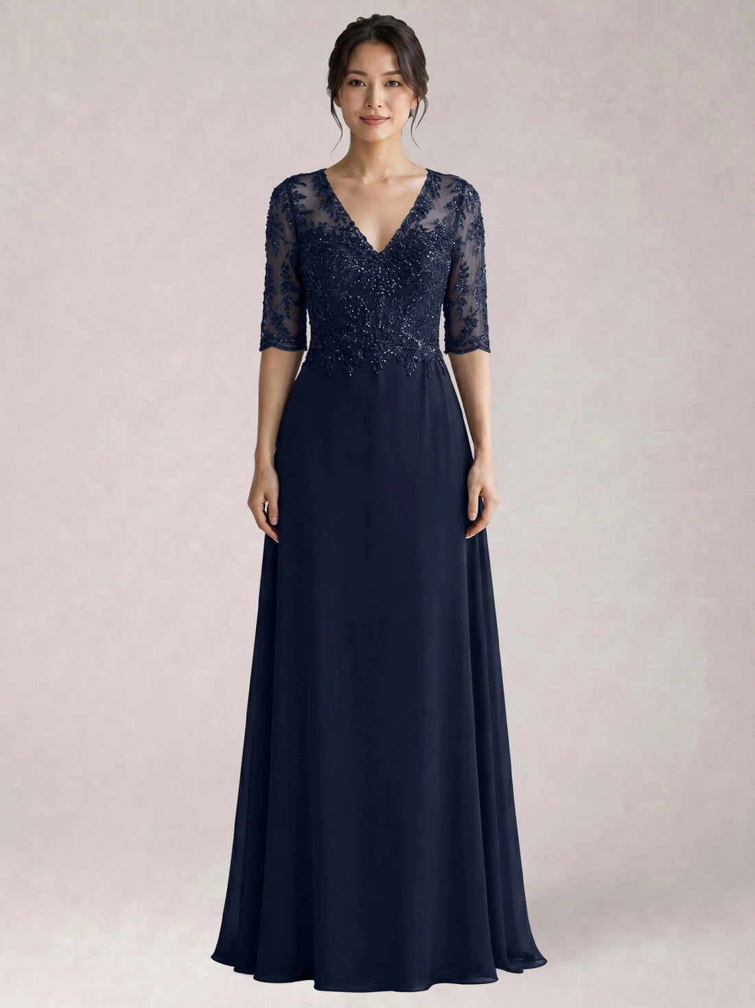 Lace Mother of the Bride Dress with Half Sleeves
