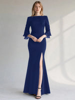 Chiffon Mother of the Bride Dress with 3/4 Sleeves