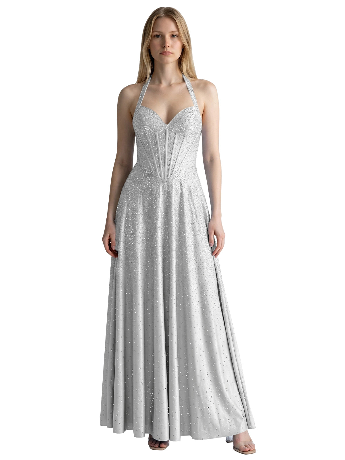 Halter Beaded Prom Dress 