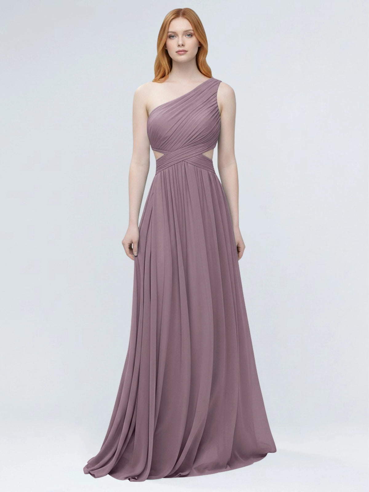 One-Shoulder Side Cut-Out Bridesmaid Dress 