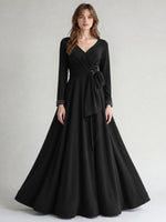 Stretch Satin Mother of the Bride Dress with Crystal
