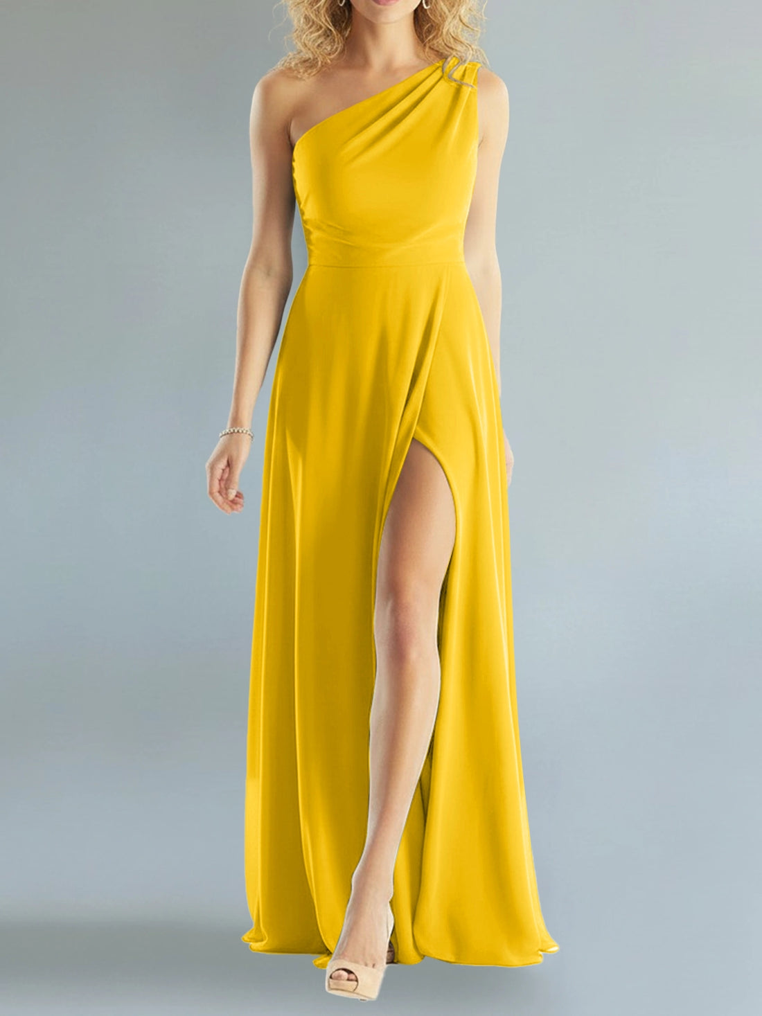 One-Shoulder Bridesmaid Dress with Slit