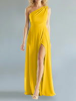 One-Shoulder Bridesmaid Dress with Slit