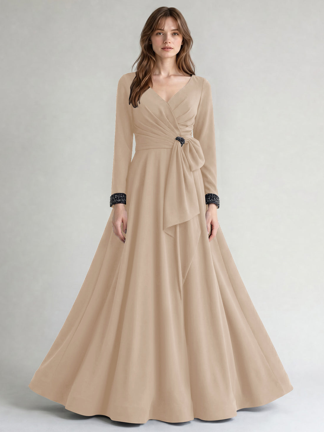 Stretch Satin Mother of the Bride Dress with Crystal