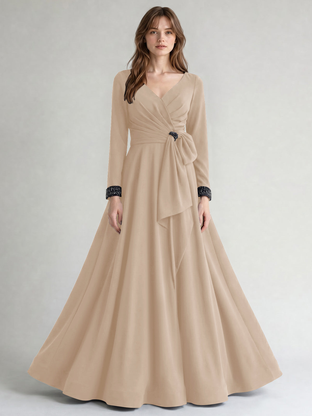 Stretch Satin Mother of the Bride Dress with Crystal