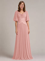 Cowl Neck Mother of the Bride Dress with Applique 