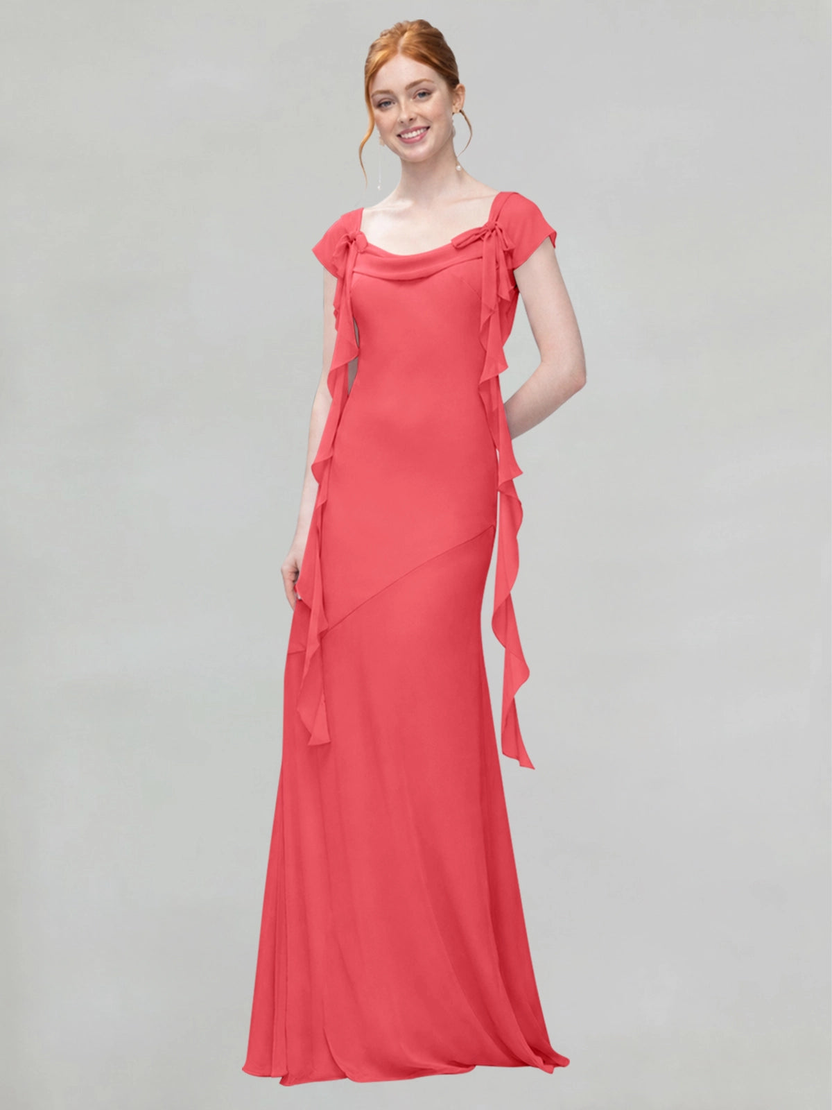 Flowy Ruffle Sheath Bridesmaid Dress 