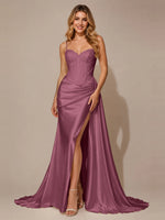 Silk-like Prom Dress with Appliques