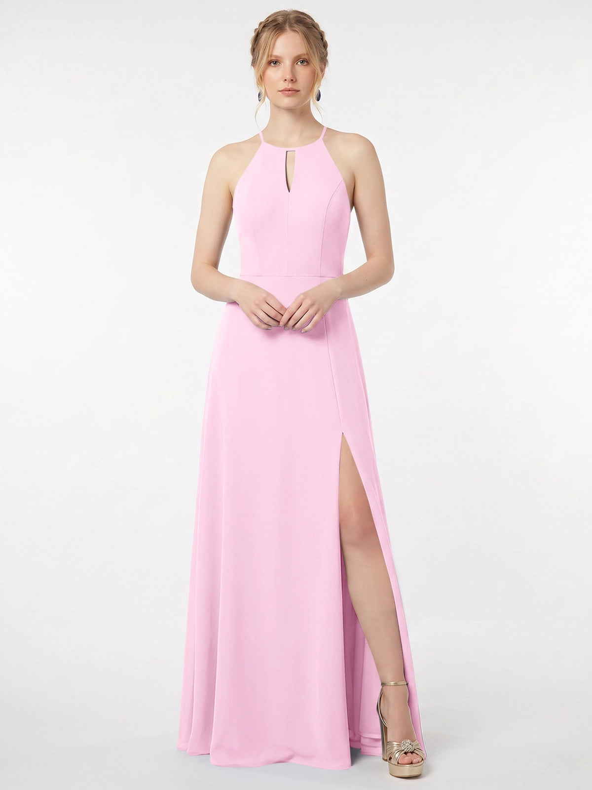 Chiffon Bridesmaid Dress with Halter 