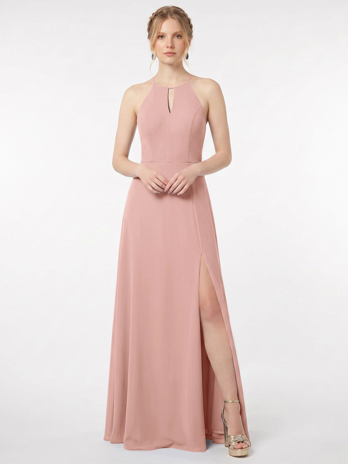 Chiffon Bridesmaid Dress with Halter 