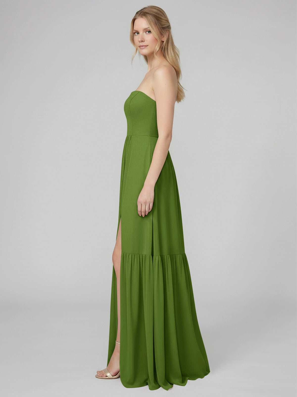 Strapless Bridesmaid Dress with Slit 