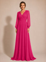Chiffon Mother of the Bride Dress with Long Sleeves 