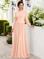 Chiffon Mother of the Bride Dress with Jewel Neckline 