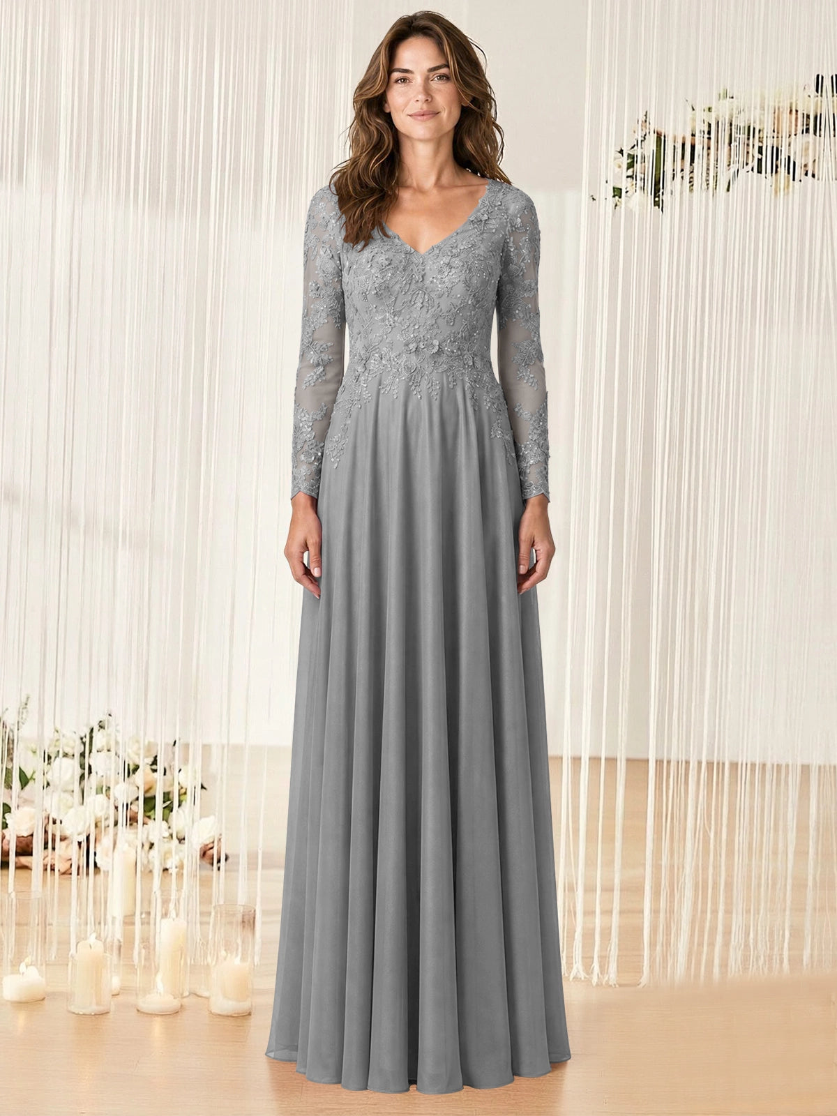 A-line Mother of the Bride Dress with Appliques