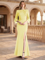 Chiffon Mother of the Bride Dress with 3/4 Sleeves