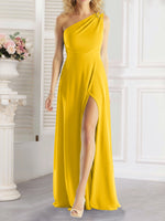 One-Shoulder Bridesmaid Dress with Slit