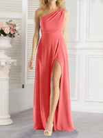 One-Shoulder Bridesmaid Dress with Slit