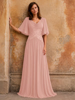 Cowl Neck Mother of the Bride Dress with Applique 