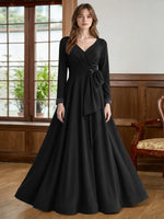 Stretch Satin Mother of the Bride Dress with Crystal