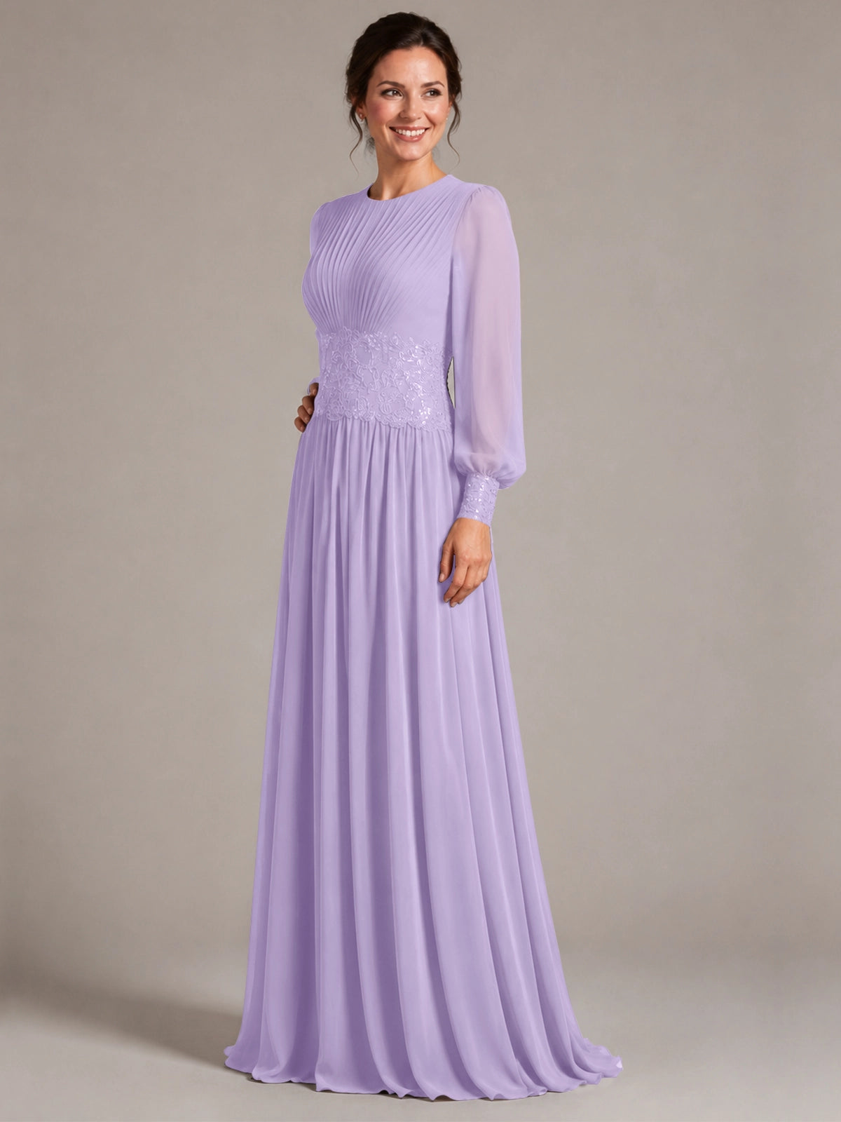Chiffon Mother of the Bride Dress with Jewel Neckline 
