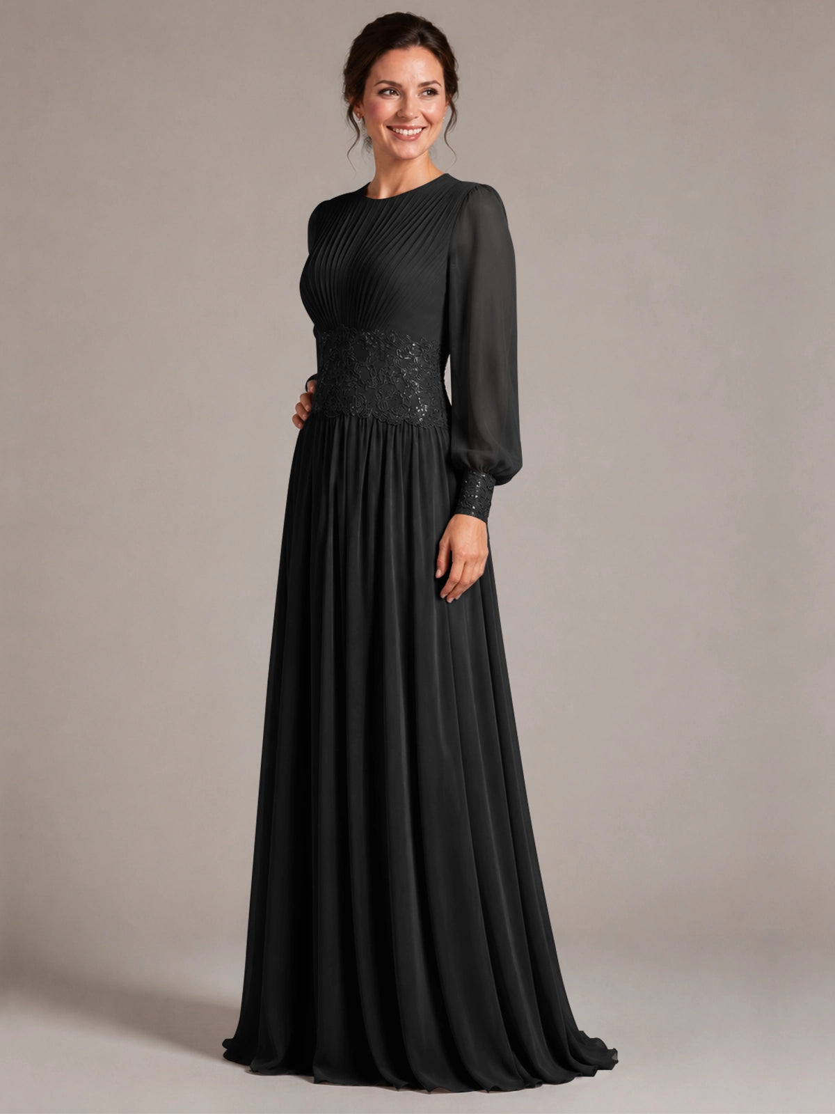 Chiffon Mother of the Bride Dress with Jewel Neckline 