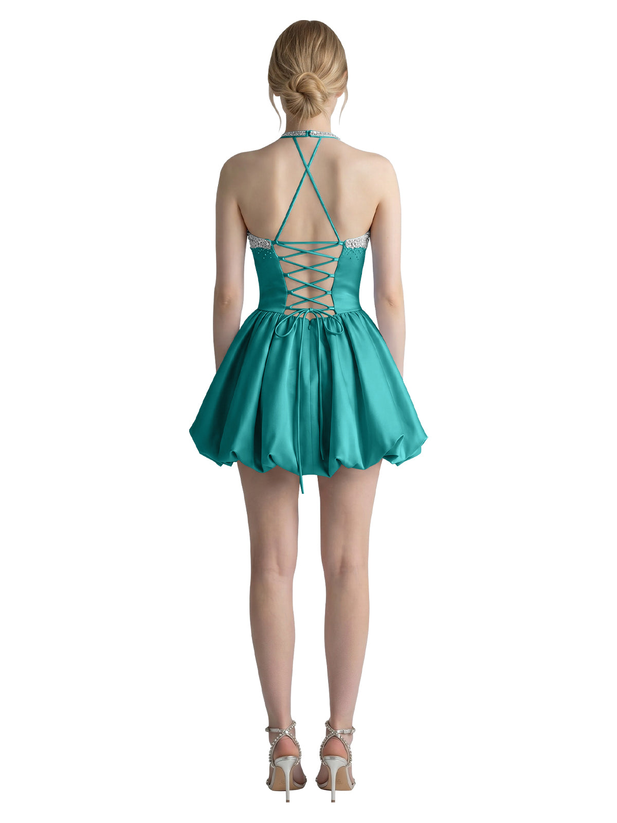 Beading Bubble Hem Mini Dress 