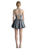 Beading Bubble Hem Mini Dress 