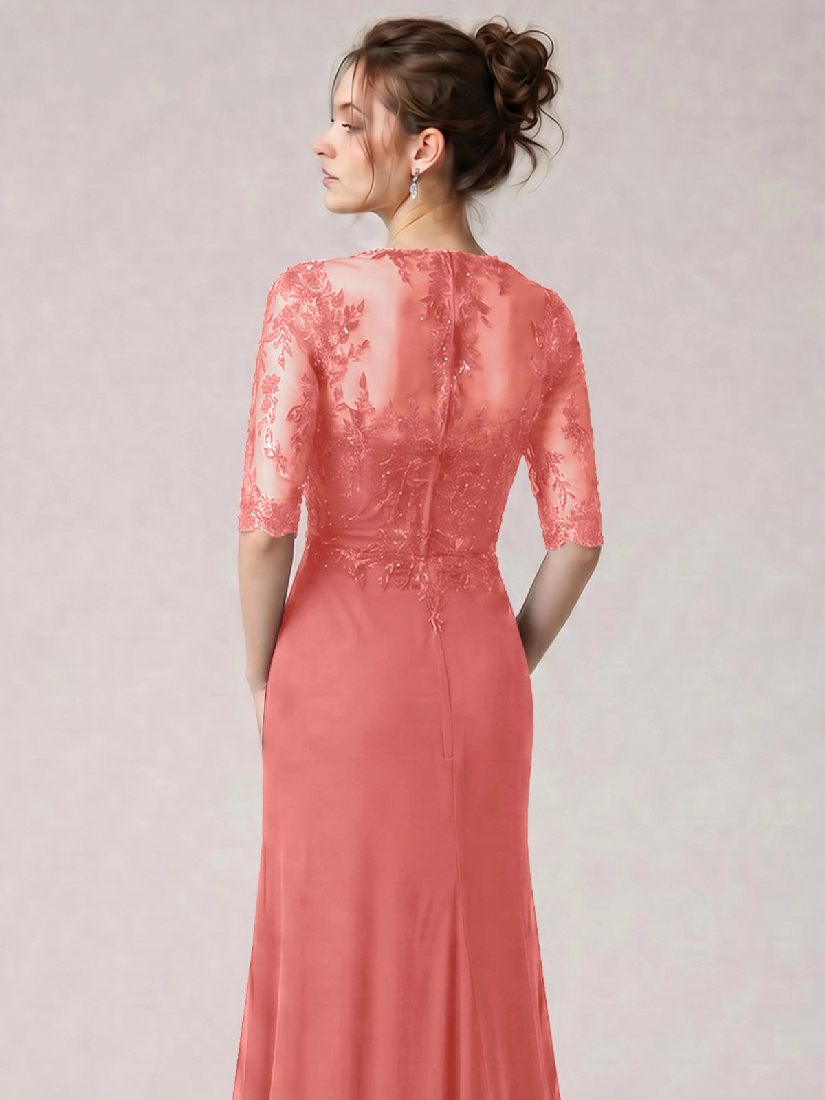 Lace Mother of the Bride Dress with Half Sleeves