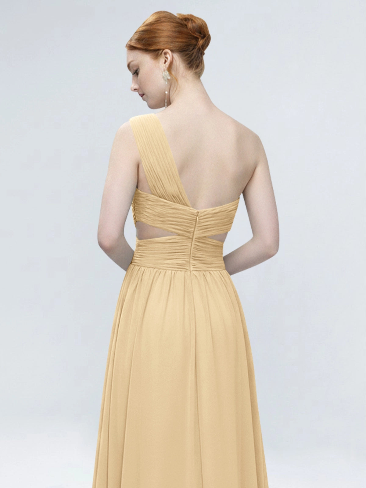 One-Shoulder Side Cut-Out Bridesmaid Dress 