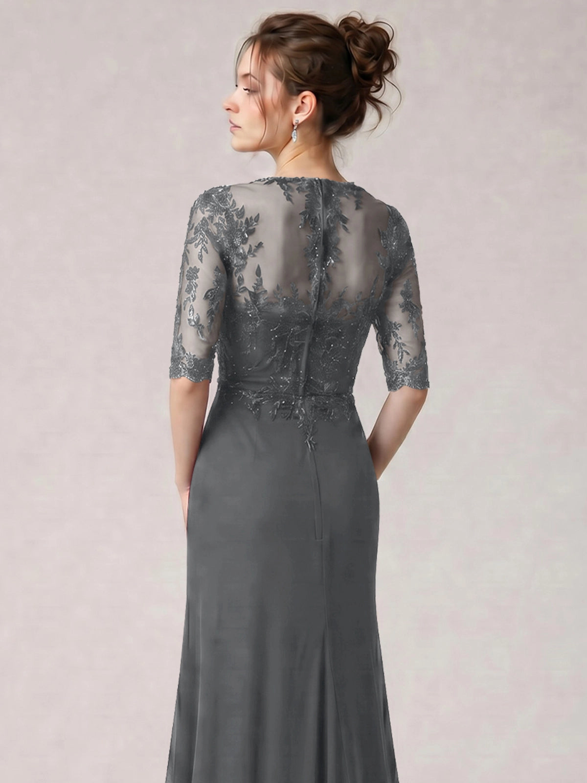 Lace Mother of the Bride Dress with Half Sleeves