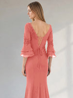Chiffon Mother of the Bride Dress with 3/4 Sleeves