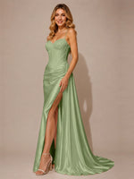 Silk-like Prom Dress with Appliques