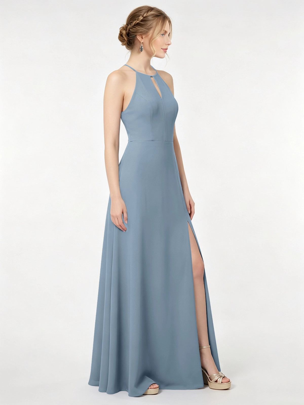 Chiffon Bridesmaid Dress with Halter 