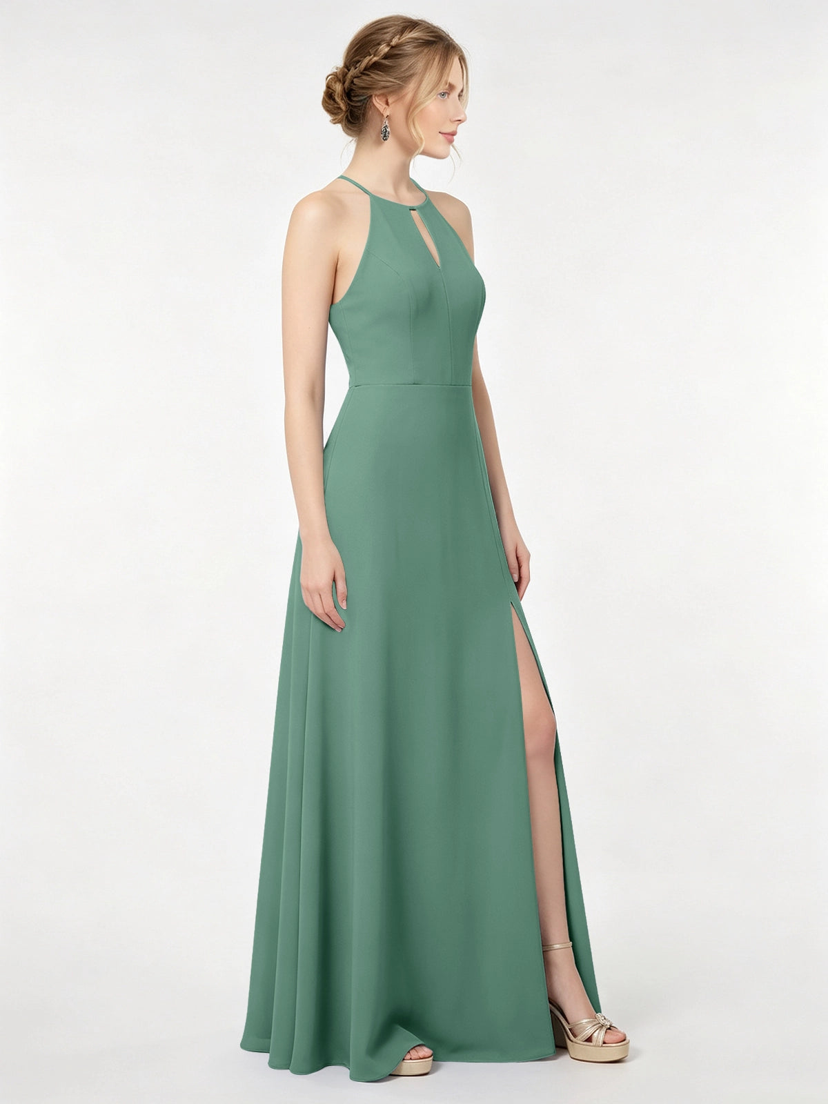 Chiffon Bridesmaid Dress with Halter 