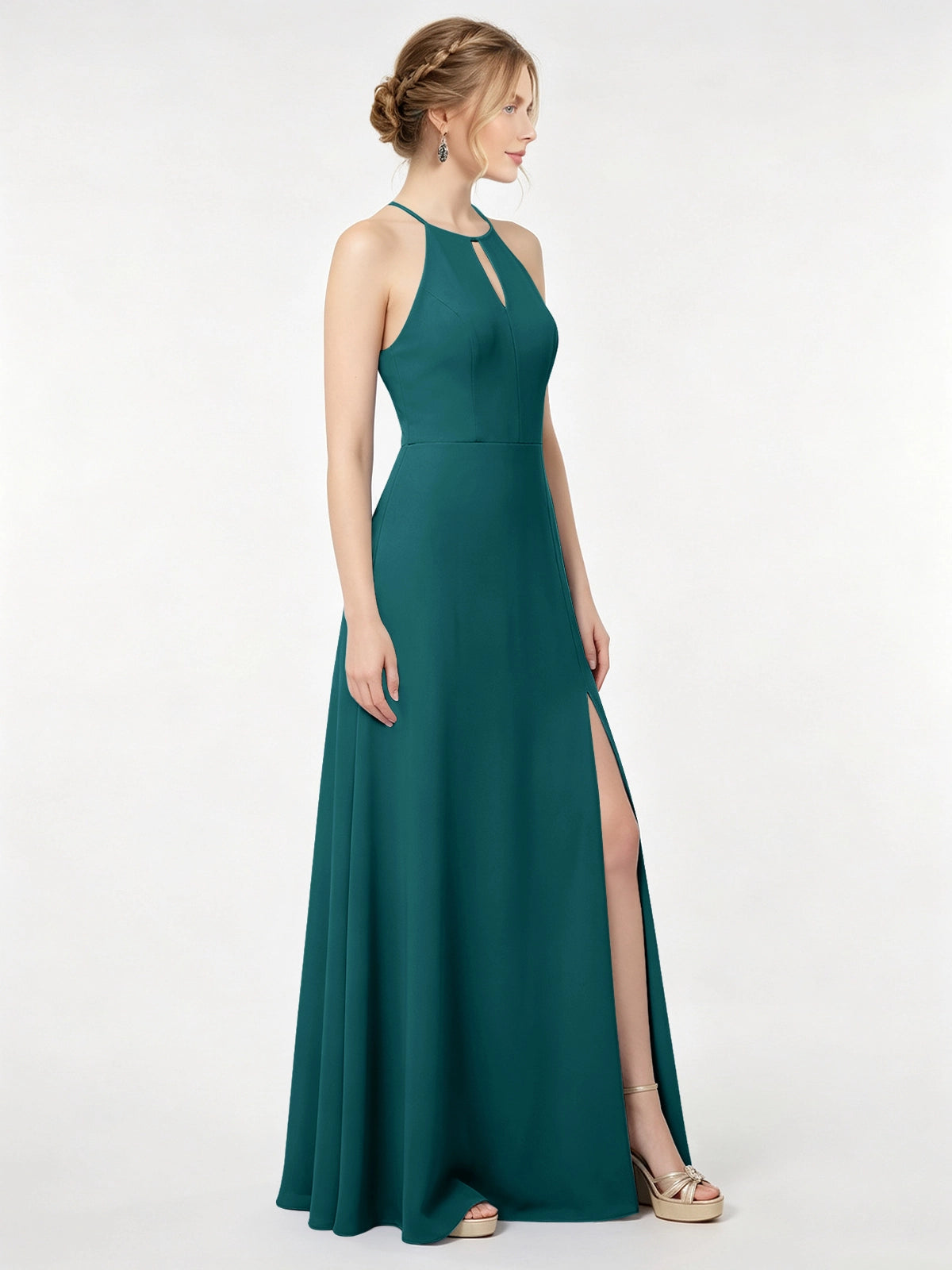 Chiffon Bridesmaid Dress with Halter 