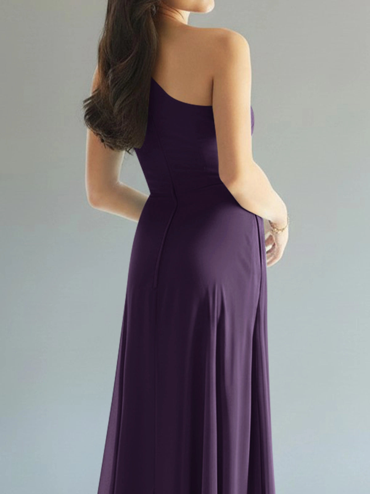One-Shoulder Bridesmaid Dress with Slit