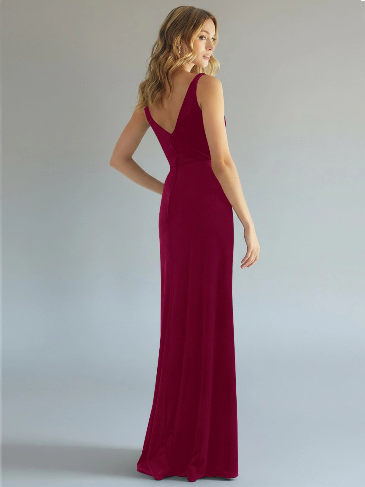 Velvet Bridesmaid Dress with Slit 