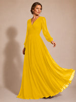 Chiffon Mother of the Bride Dress with Long Sleeves 