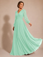 Chiffon Mother of the Bride Dress with Long Sleeves 