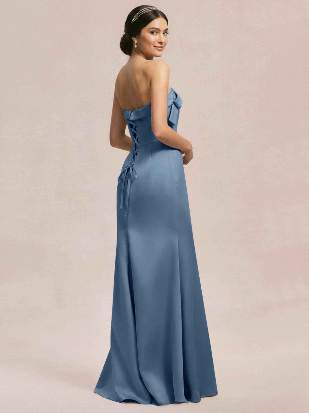 Satin Bow Accent Bridesmaid Dress 