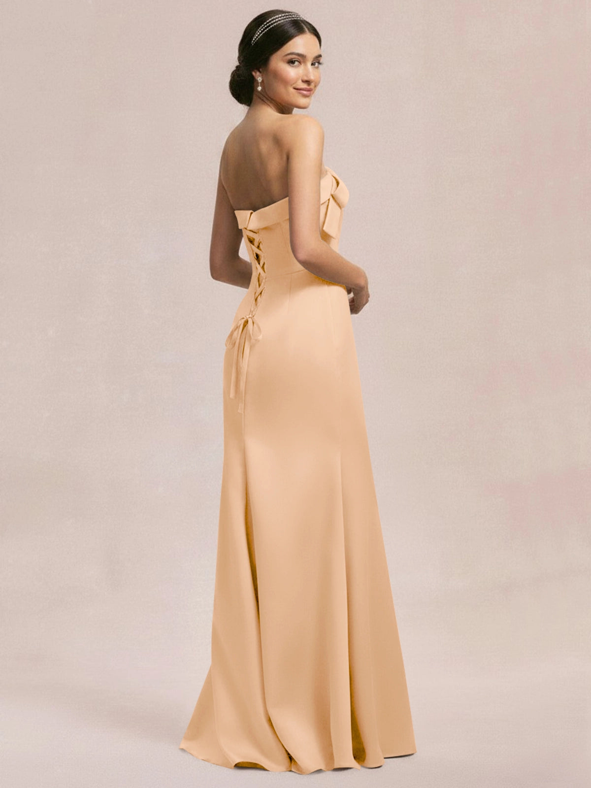Satin Bow Accent Bridesmaid Dress 