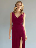 Velvet Bridesmaid Dress with Slit 