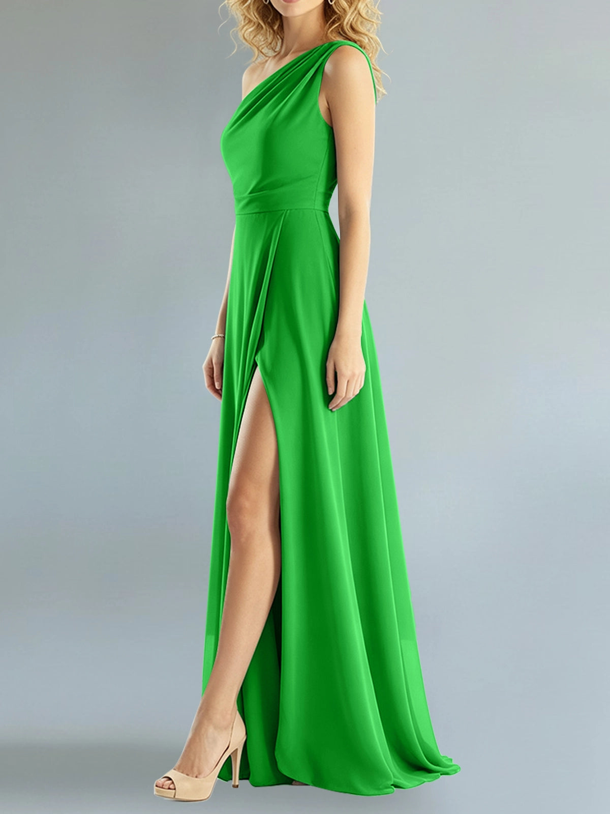 One-Shoulder Bridesmaid Dress with Slit