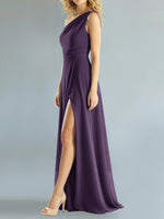 One-Shoulder Bridesmaid Dress with Slit