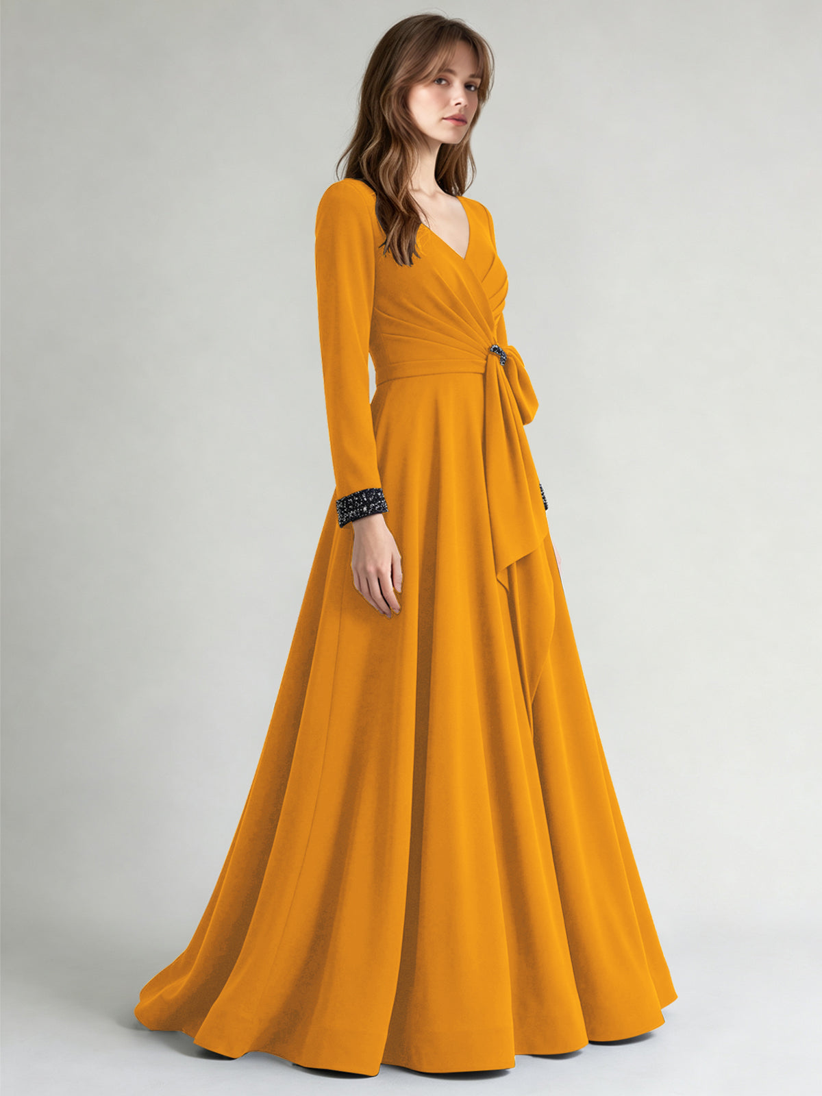 Stretch Satin Mother of the Bride Dress with Crystal