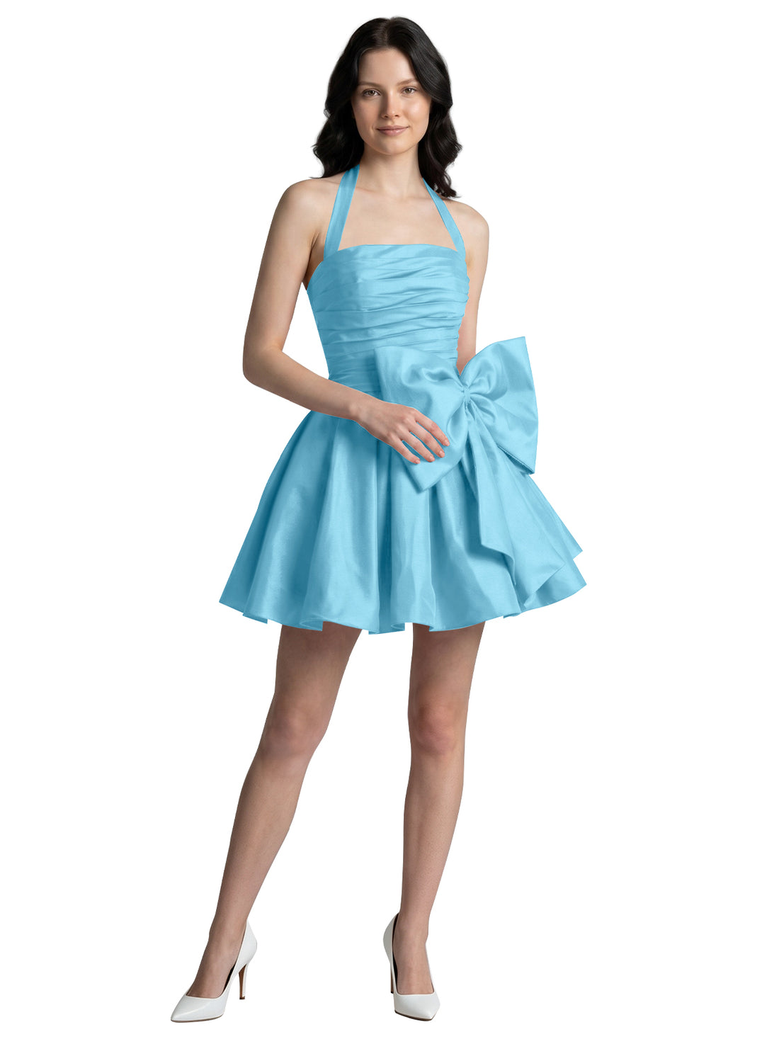 Halter Oversized Bow Mini Dress 