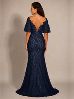 Mermaid Mother of the Bride Dress with V-neck 