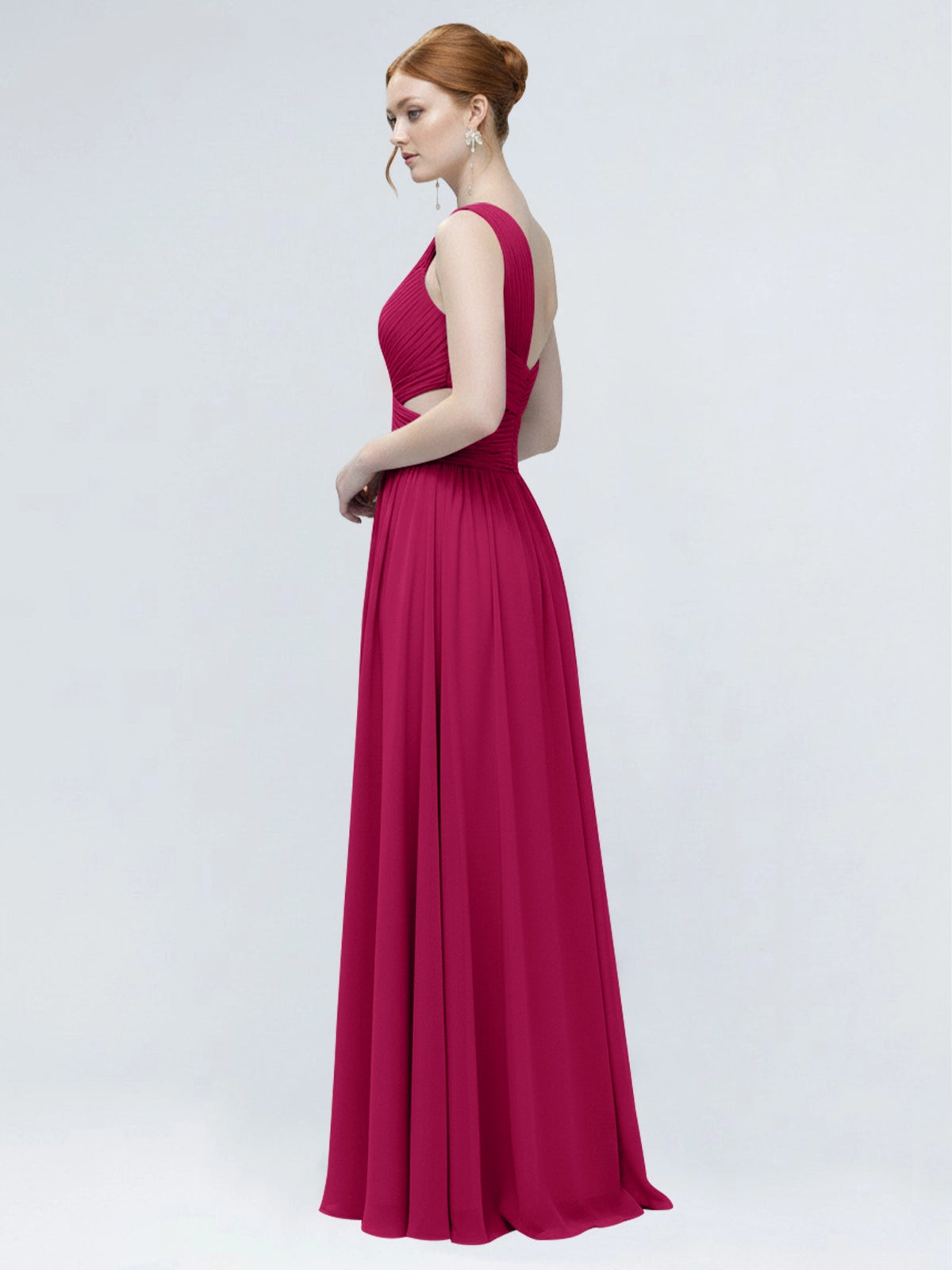 One-Shoulder Side Cut-Out Bridesmaid Dress 